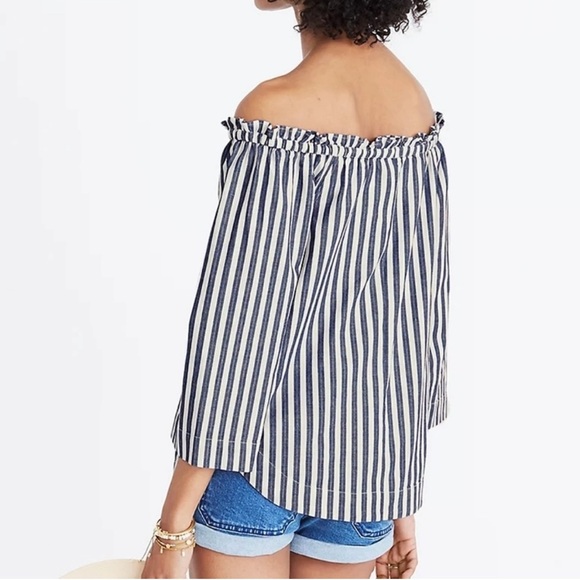 Madewell Shimmer Stripe Off-the-Shoulder Top Size S - Picture 3 of 9